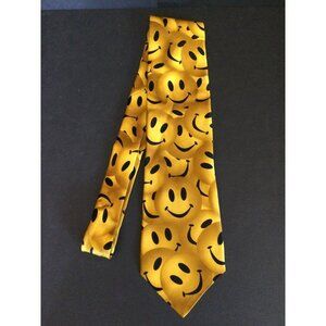 Vintage 90s Y2k Ralph Marlin Just Smiley Face Emoji Print Men's Novelty Tie